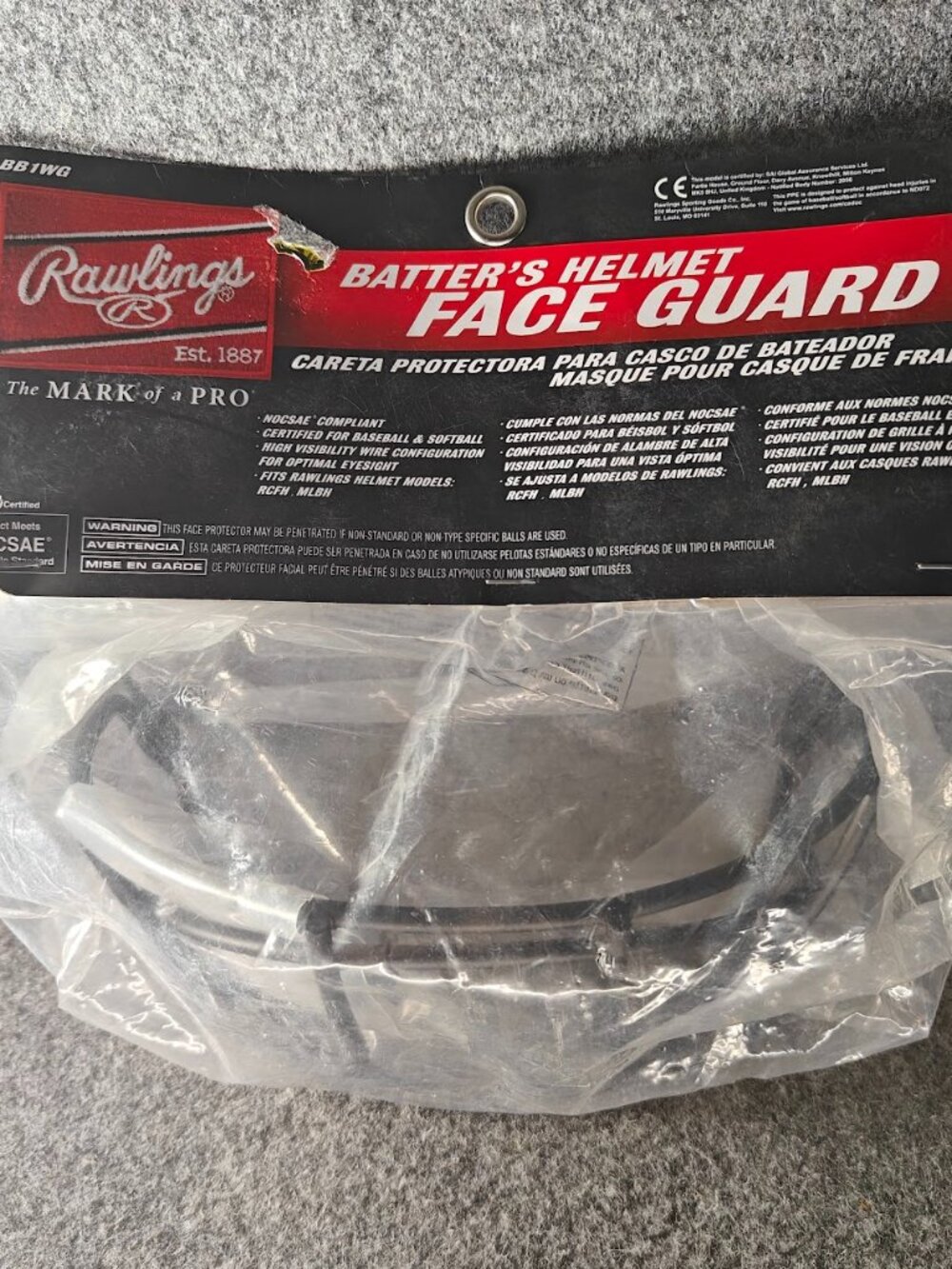 Rawlings Batter’s Helmet Face Guard WALBB1WG‑B Baseball Softball NEW